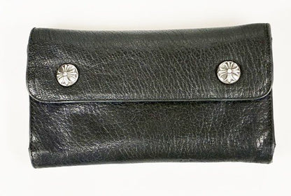Chrome Hearts Wave Cross Ball Navy Wallet Leather