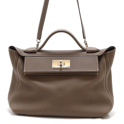 Hermes Sac Vanquatre 29 24/24 Shoulder Bag Evercolor Veau Swift Etoupe Palladium