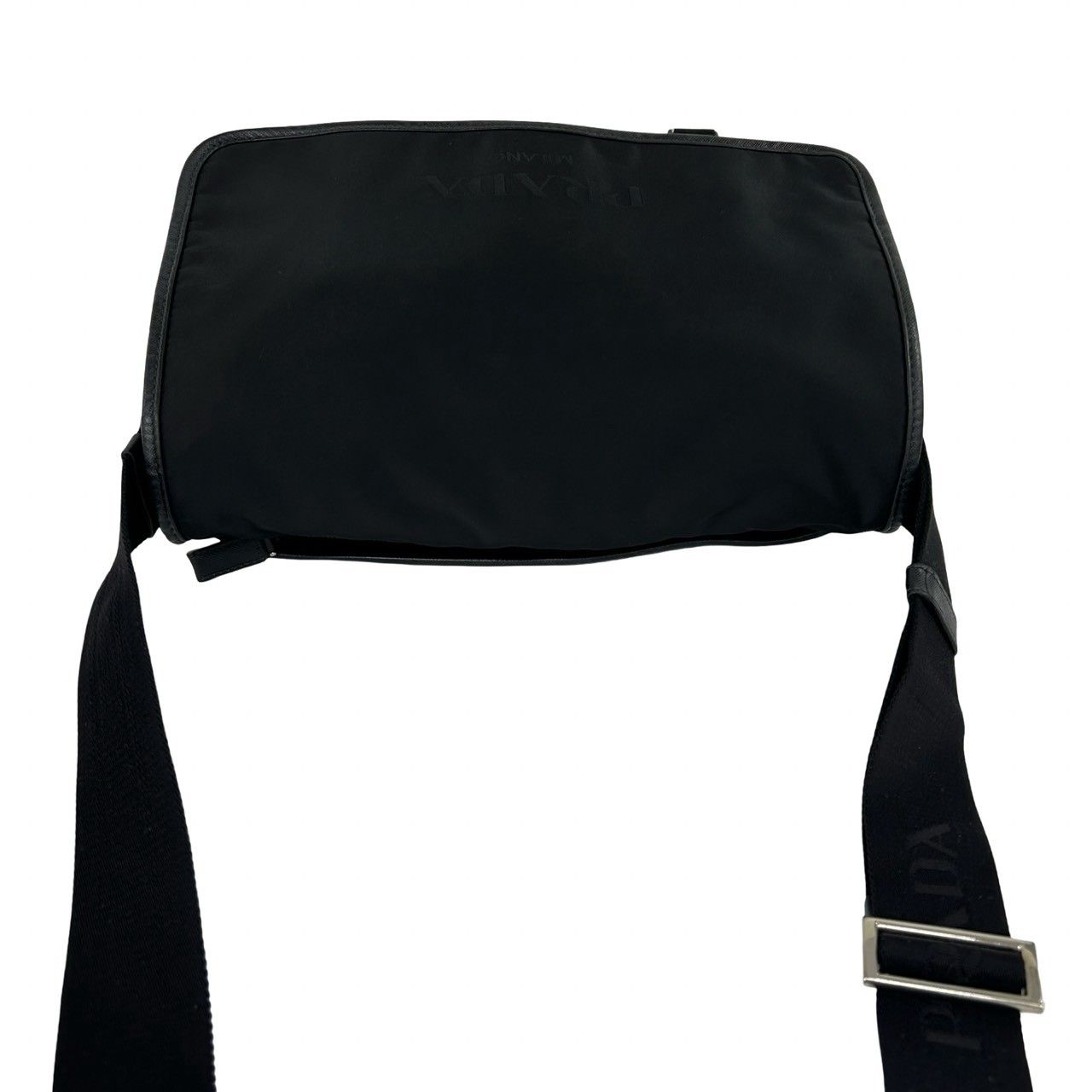 Prada Triangle Logo Tessuto Nylon Saffiano Leather Shoulder Bag Crossbody Black — view 4