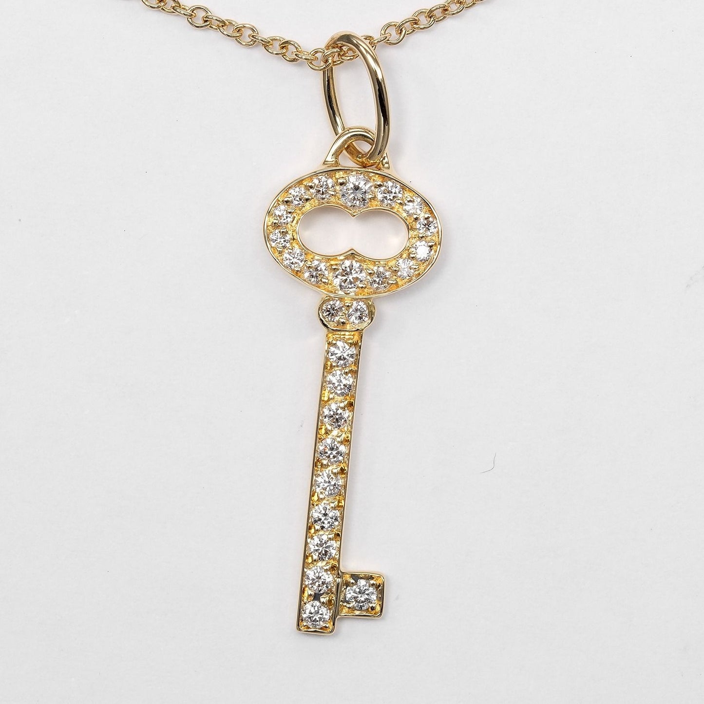 Tiffany & Co Oval Key 18k Yellow Gold Diamond Necklace — view 4