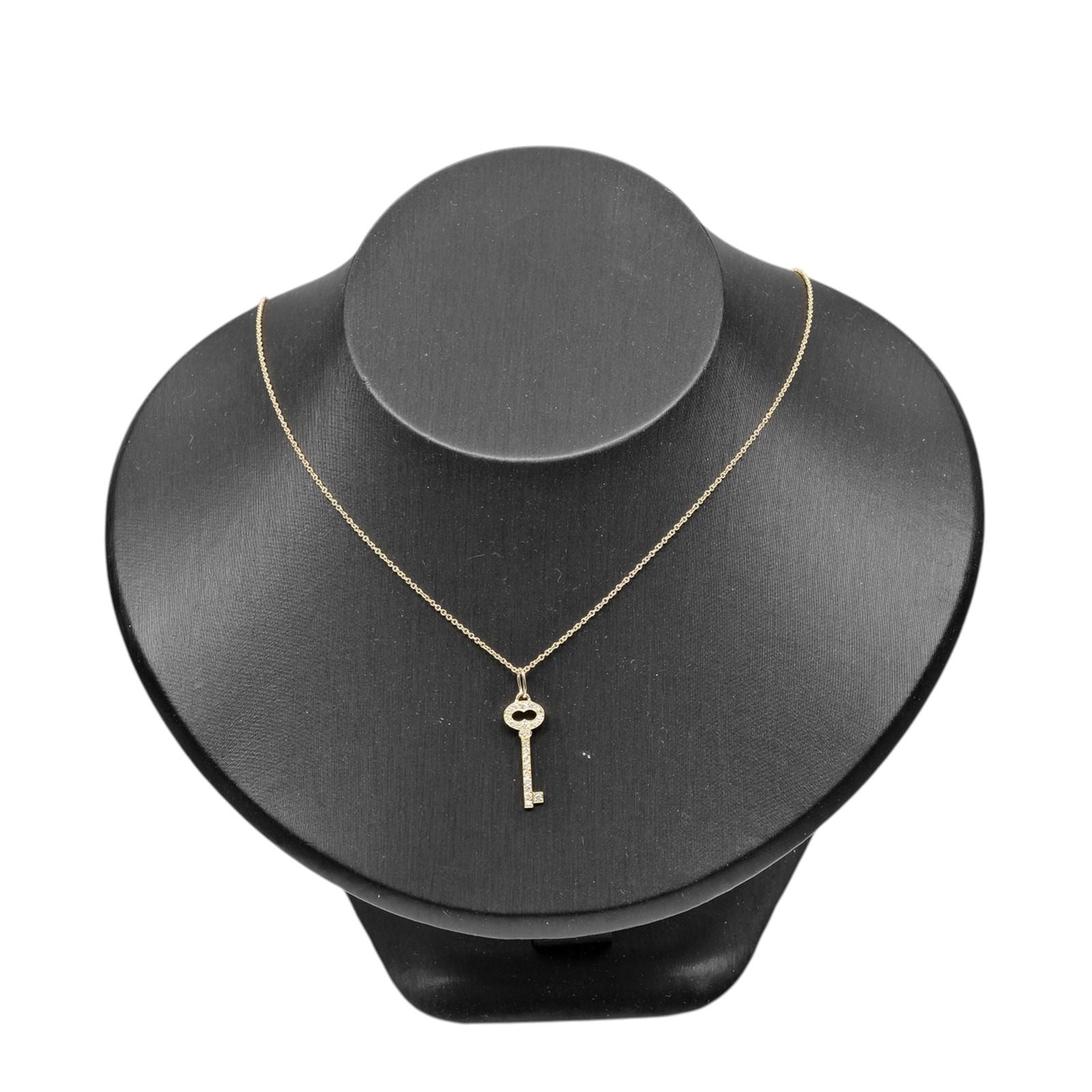 Tiffany & Co Oval Key 18k Yellow Gold Diamond Necklace — view 2