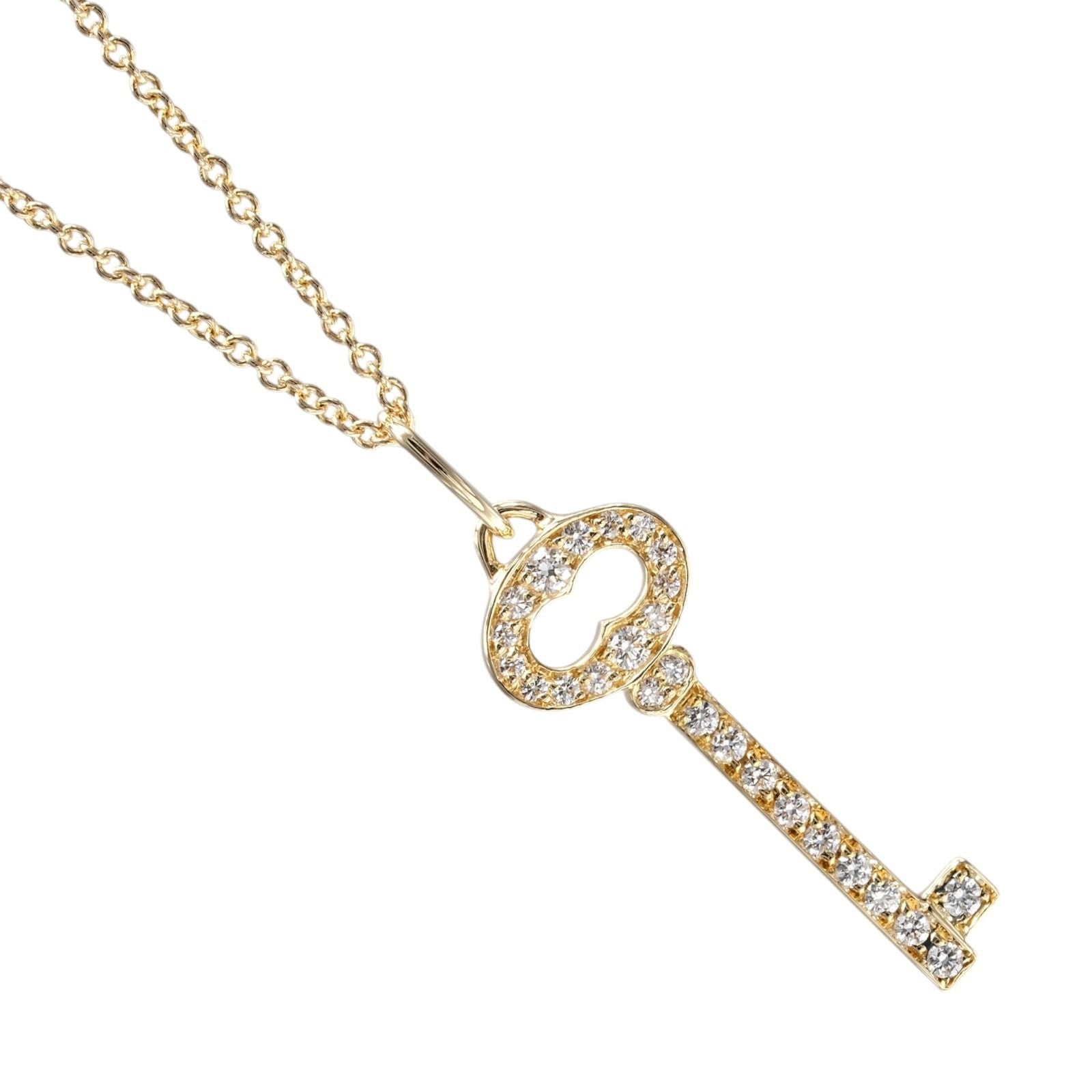 Tiffany & Co Oval Key 18k Yellow Gold Diamond Necklace