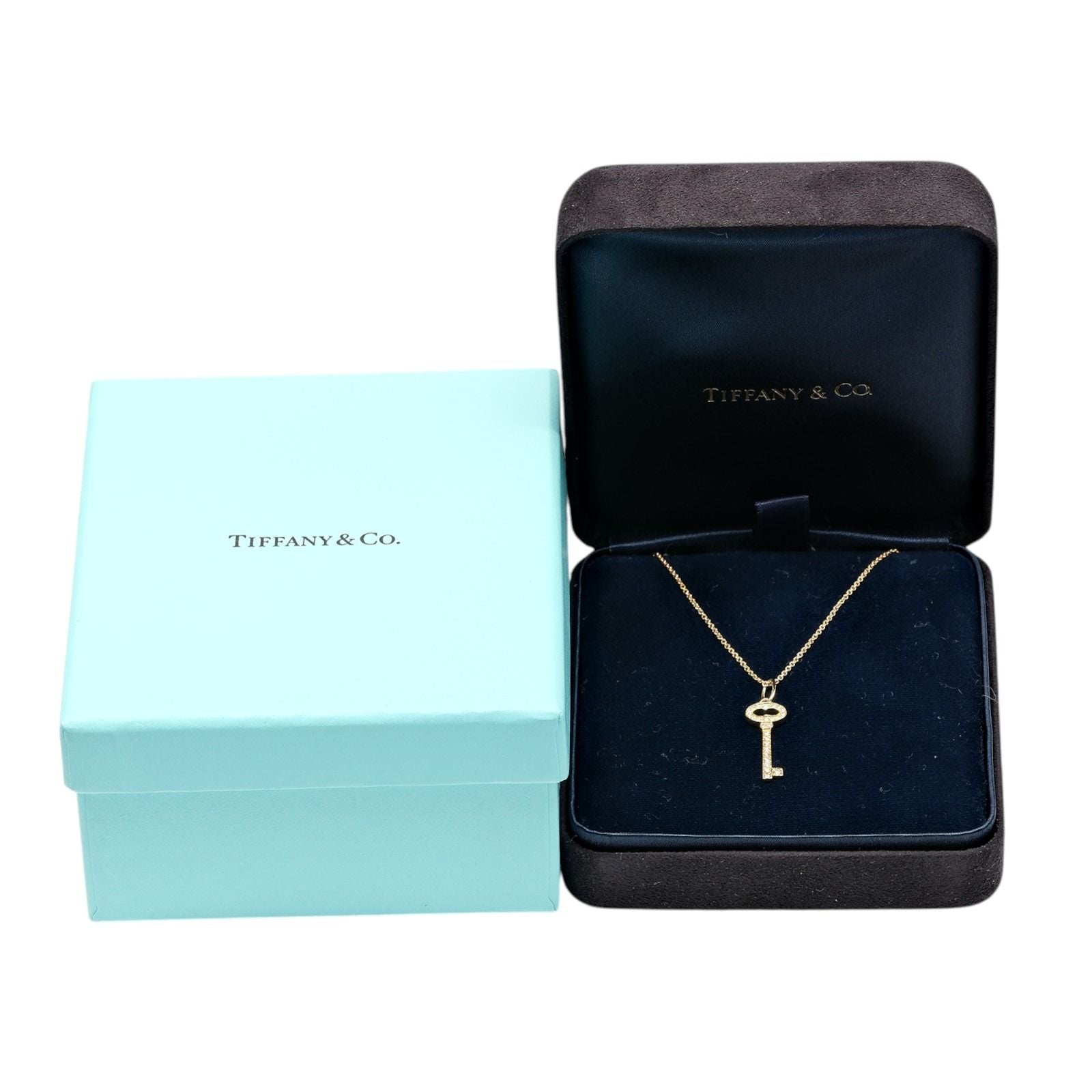 Tiffany & Co Oval Key 18k Yellow Gold Diamond Necklace — view 8