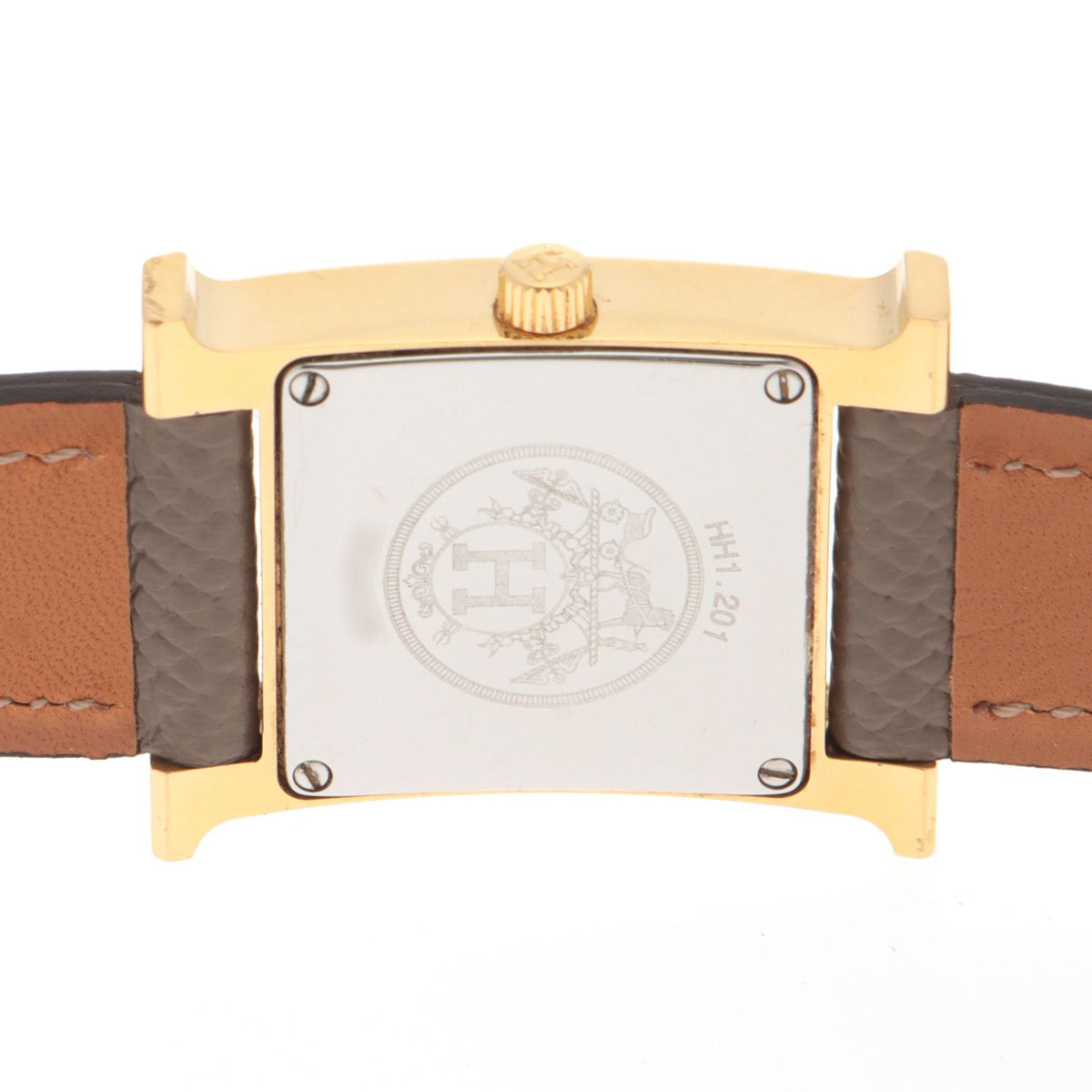 Hermes H Watch Leather Strap White Arabic Dial Quartz — view 4