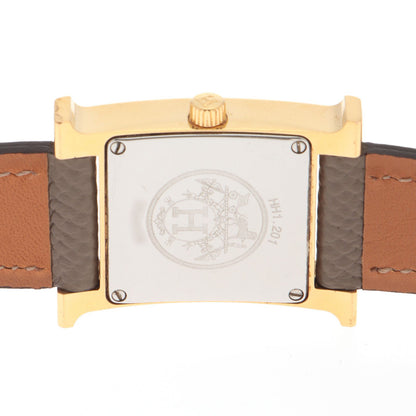 Hermes H Watch Leather Strap White Arabic Dial Quartz — view 4