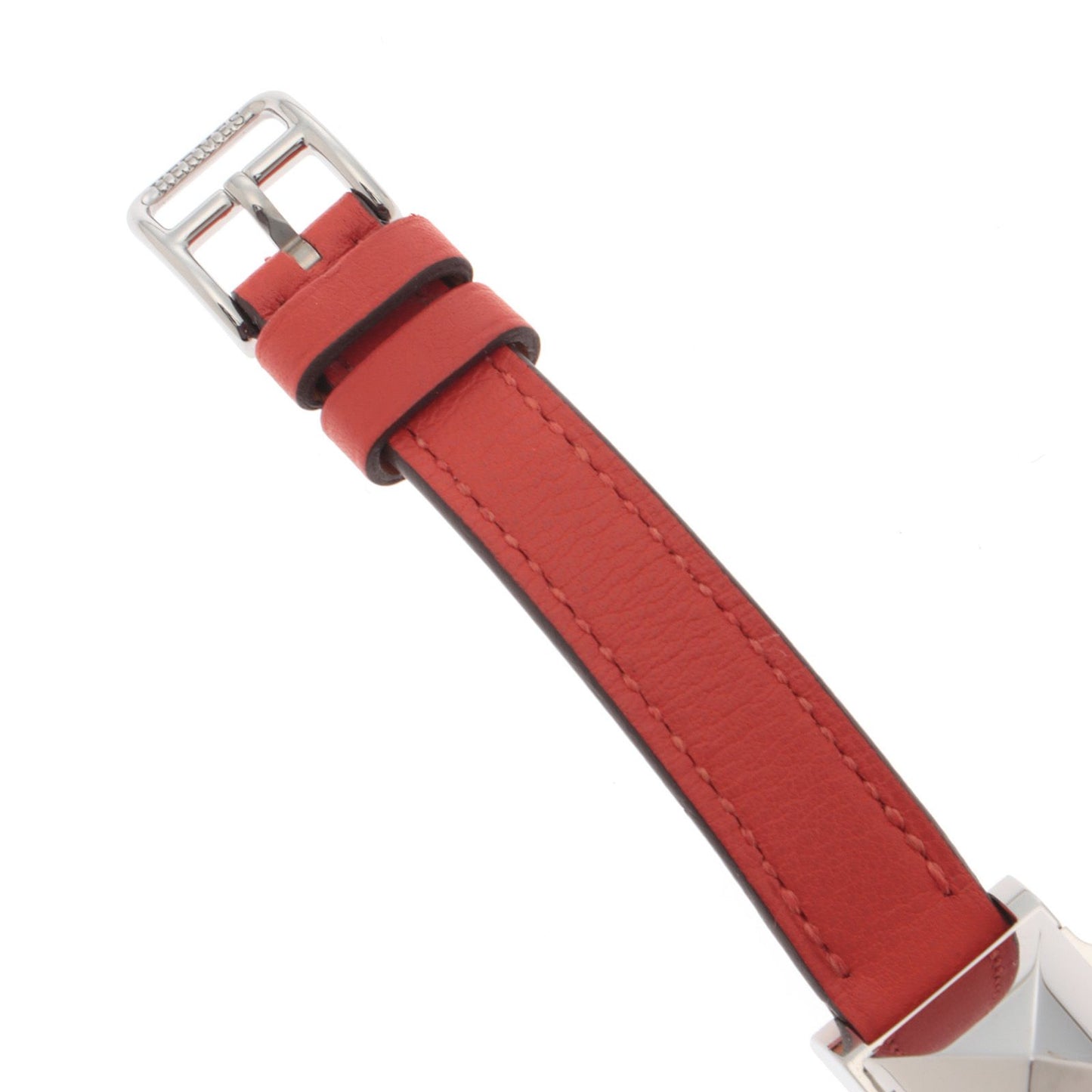 Hermes Medor Tour Watch SS Stainless Steel Leather Strap Silver Dial Quartz — view 5