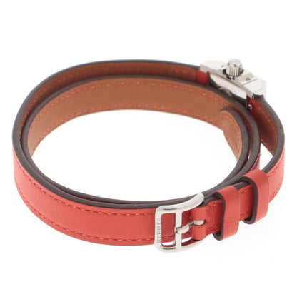 Hermes Medor Tour Watch SS Stainless Steel Leather Strap Silver Dial Quartz — view 3