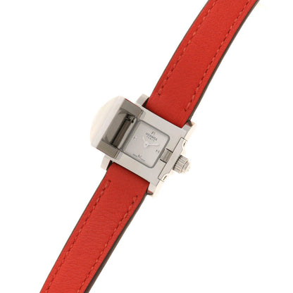 Hermes Medor Tour Watch SS Stainless Steel Leather Strap Silver Dial Quartz — view 2