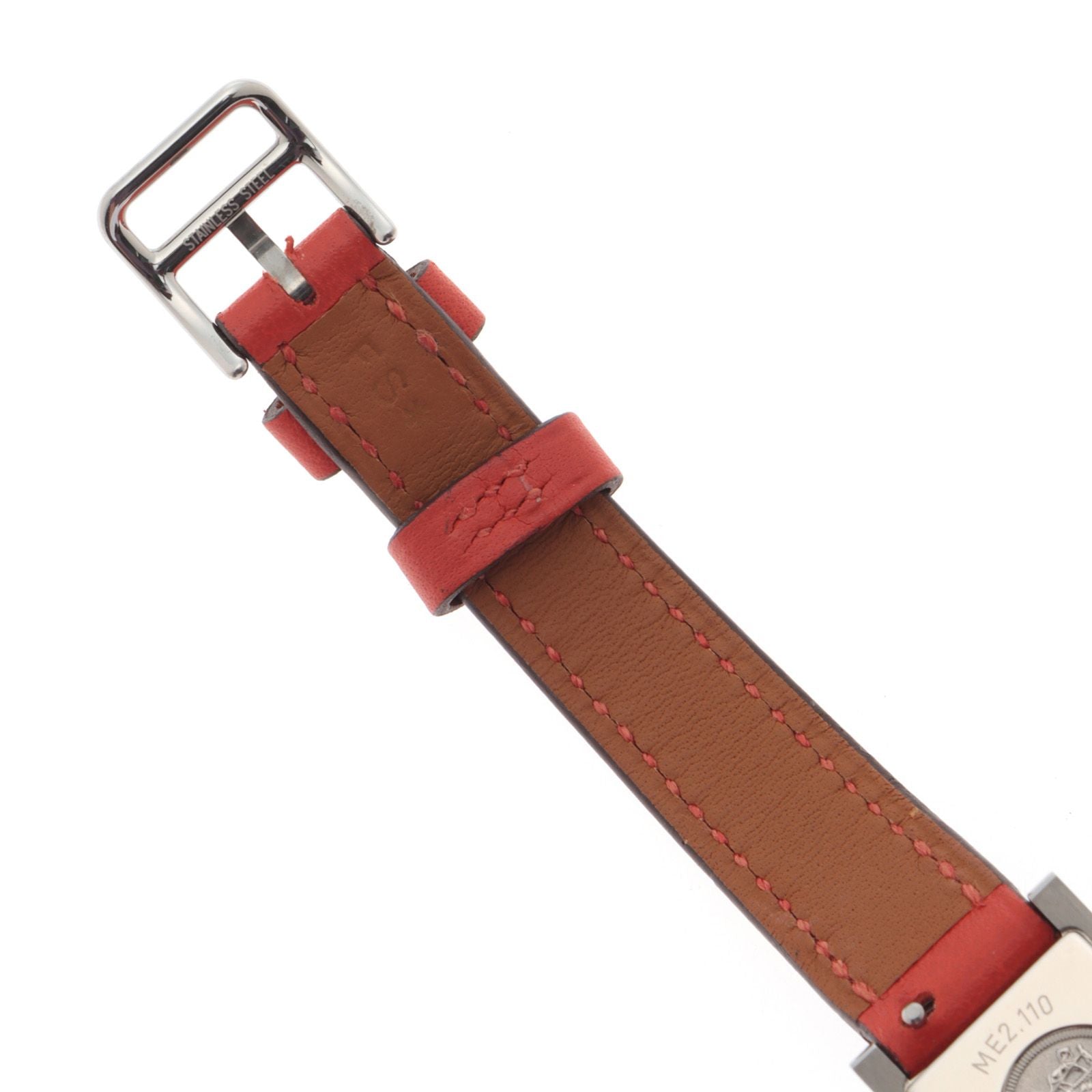 Hermes Medor Tour Watch SS Stainless Steel Leather Strap Silver Dial Quartz — view 8