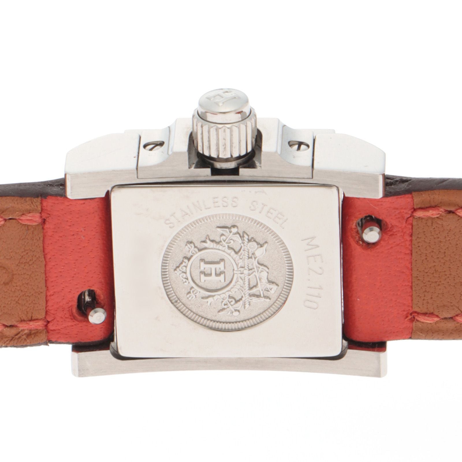Hermes Medor Tour Watch SS Stainless Steel Leather Strap Silver Dial Quartz — view 4