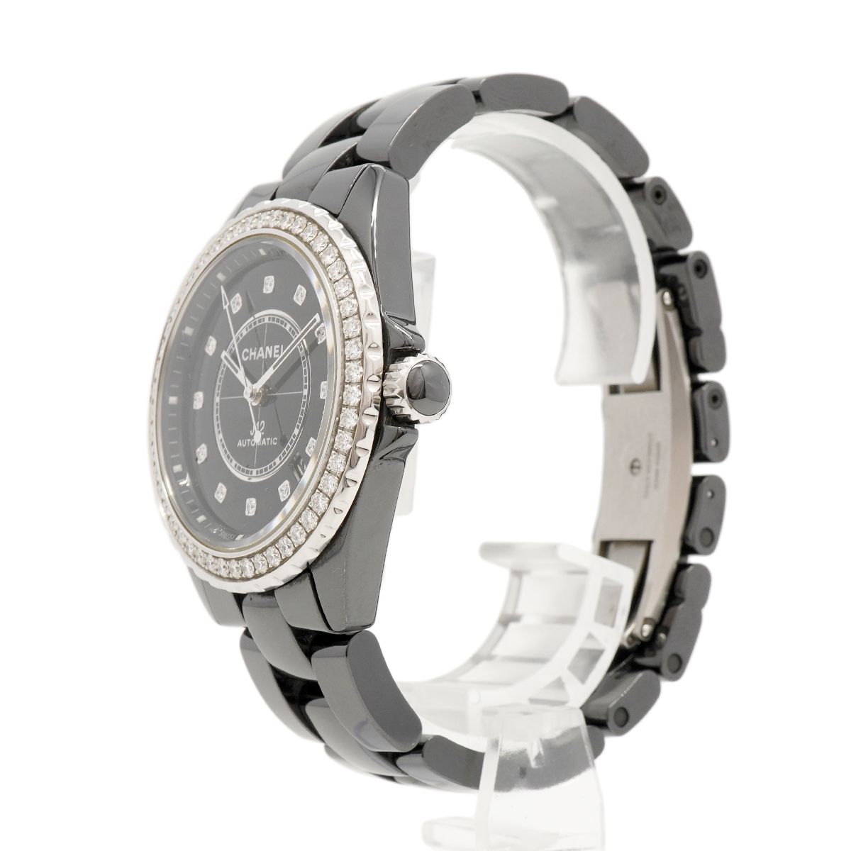 Chanel J12 Caliber 12.1 Diamond Bezel Black Dial Watch — view 2