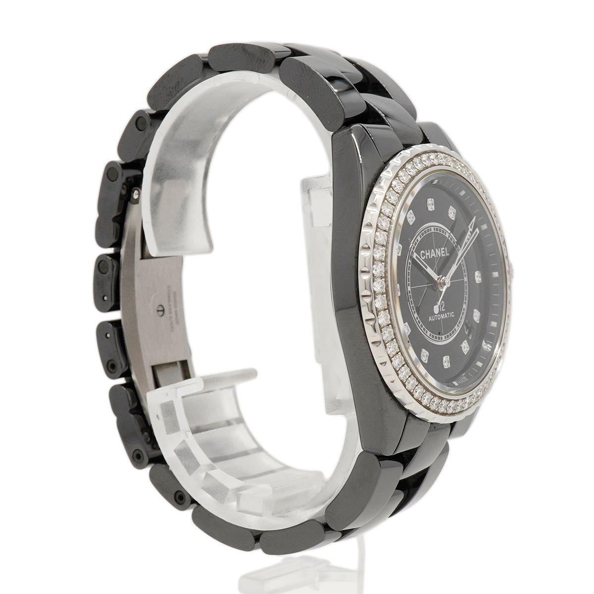 Chanel J12 Caliber 12.1 Diamond Bezel Black Dial Watch — view 3