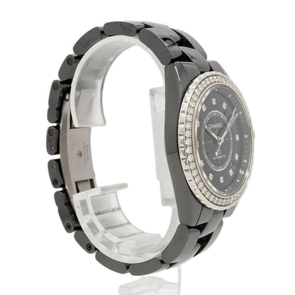 Chanel J12 Caliber 12.1 Diamond Bezel Black Dial Watch — view 3