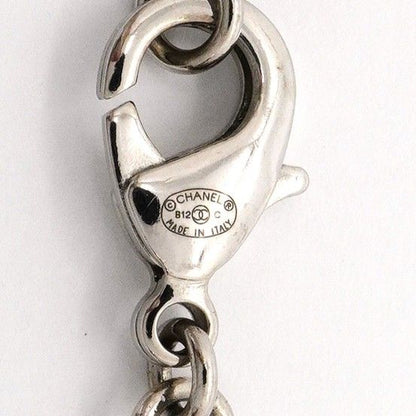 Chanel Necklace CC Logo Camellia Metal Rhinestone Silver — view 5