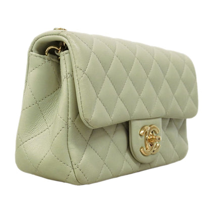 Chanel Shoulder Bag Mini Quilted Lambskin Green Champagne Gold — view 2