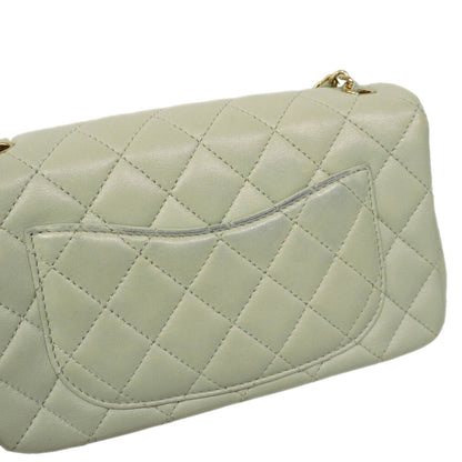 Chanel Shoulder Bag Mini Quilted Lambskin Green Champagne Gold — view 7