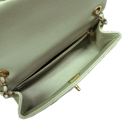Chanel Shoulder Bag Mini Quilted Lambskin Green Champagne Gold — view 4