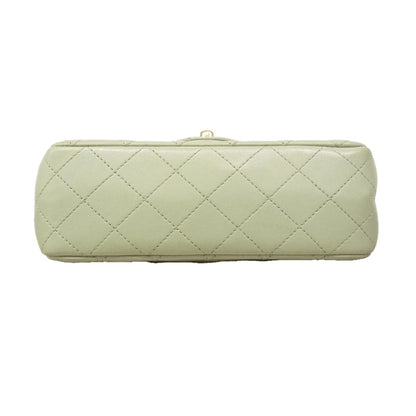 Chanel Shoulder Bag Mini Quilted Lambskin Green Champagne Gold — view 3