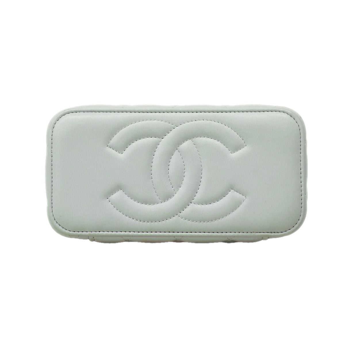 Chanel Vanity Bag Quilted Lambskin Sky Blue Champagne Gold 2-Way Bag — view 3