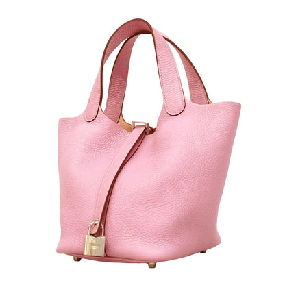 Hermes Handbag Picotin Lock PM Taurillon Clemence Mauve Sylvestre Silver