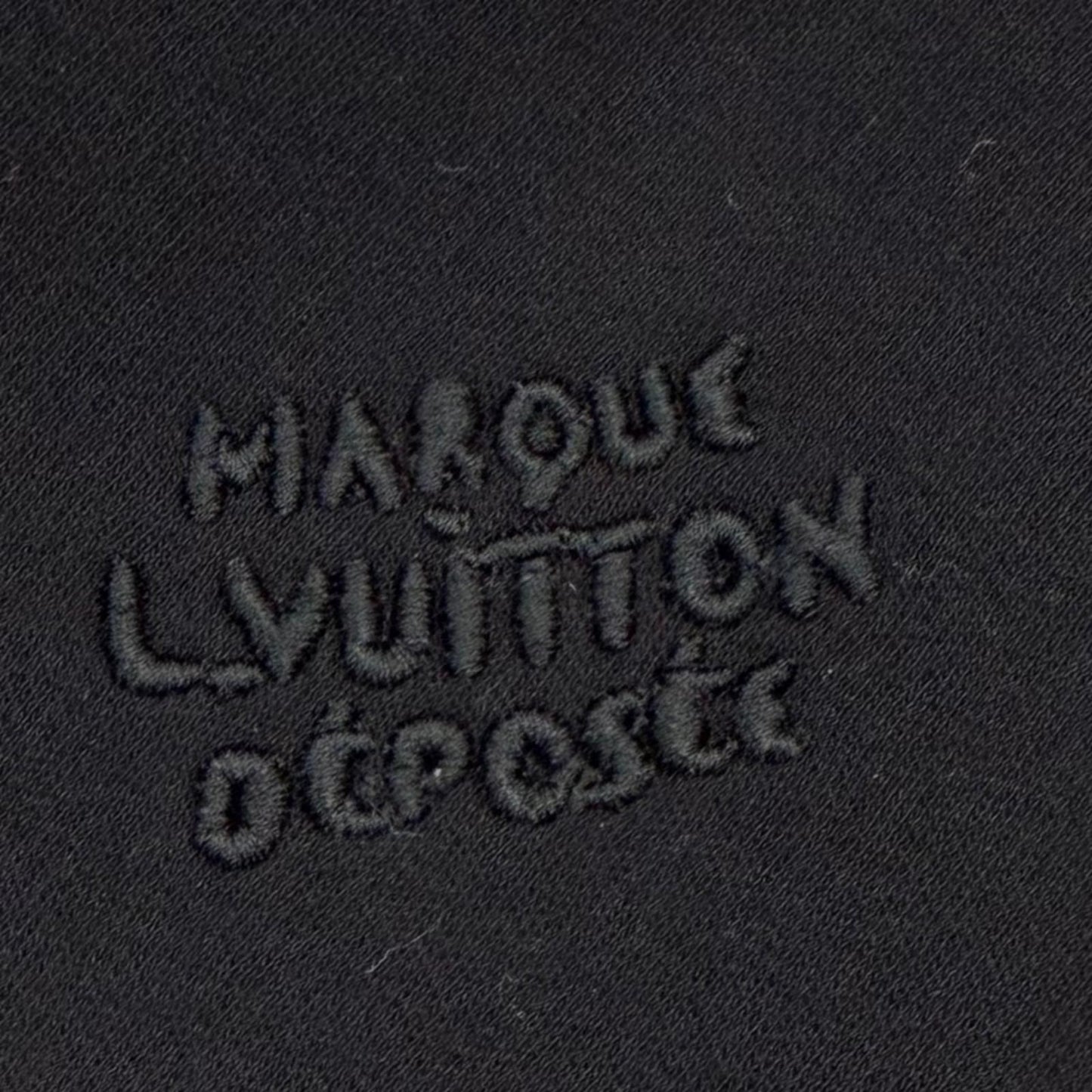 Louis Vuitton Logo Embroidery Embroidered Zip Jersey Hoodie Black — view 6