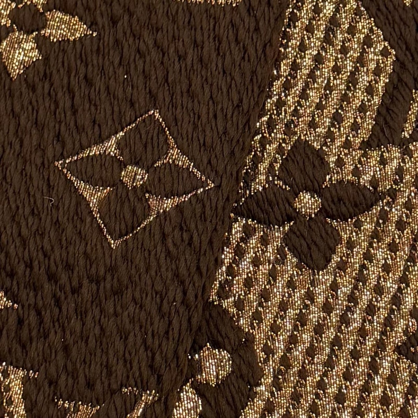 Louis Vuitton Logomania Scarf Shine Wool Silk Blend Brown Fringe — view 4