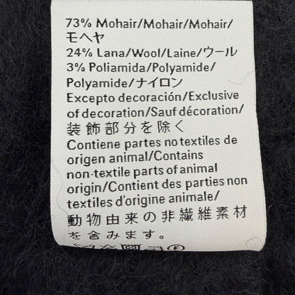 Loewe Mohair Wool Logo Leather Patch Fringe Scarf Dark Navy — view 8