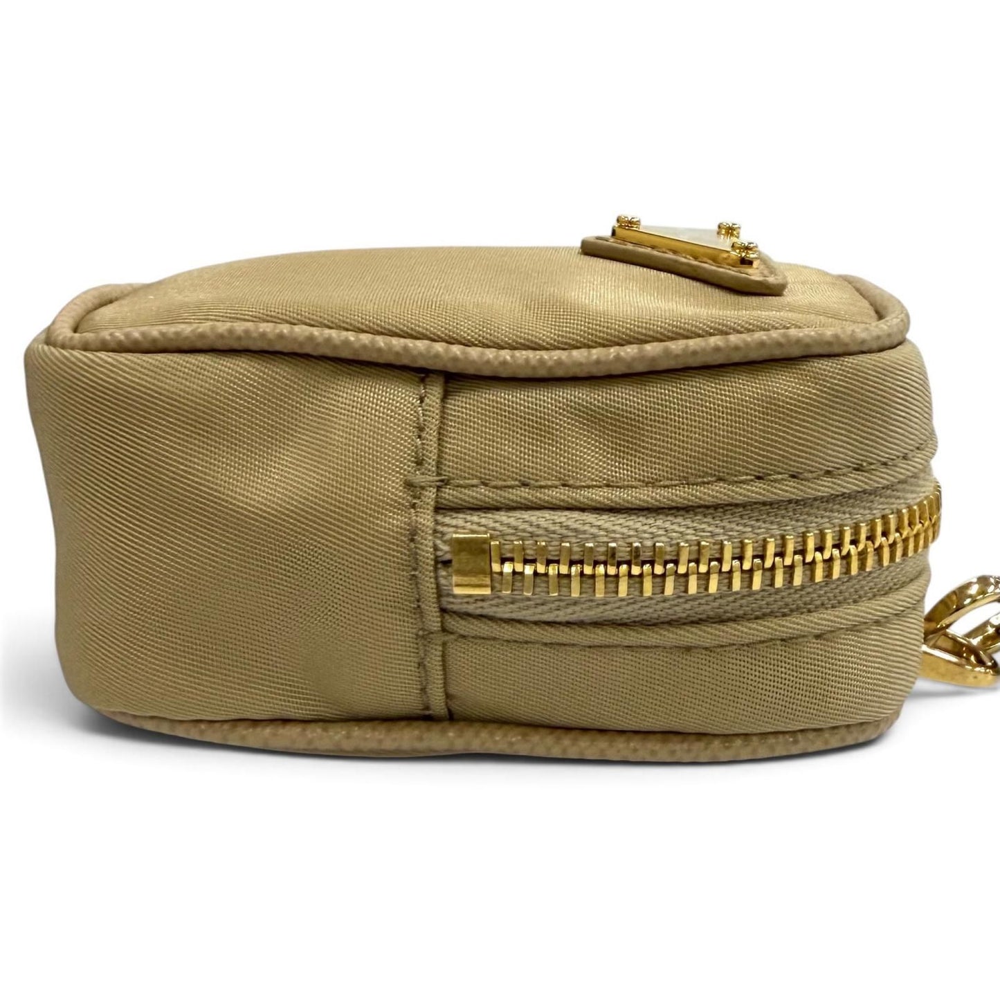 Prada Triangle Logo Mini Pouch Beige with Wristlet — view 5