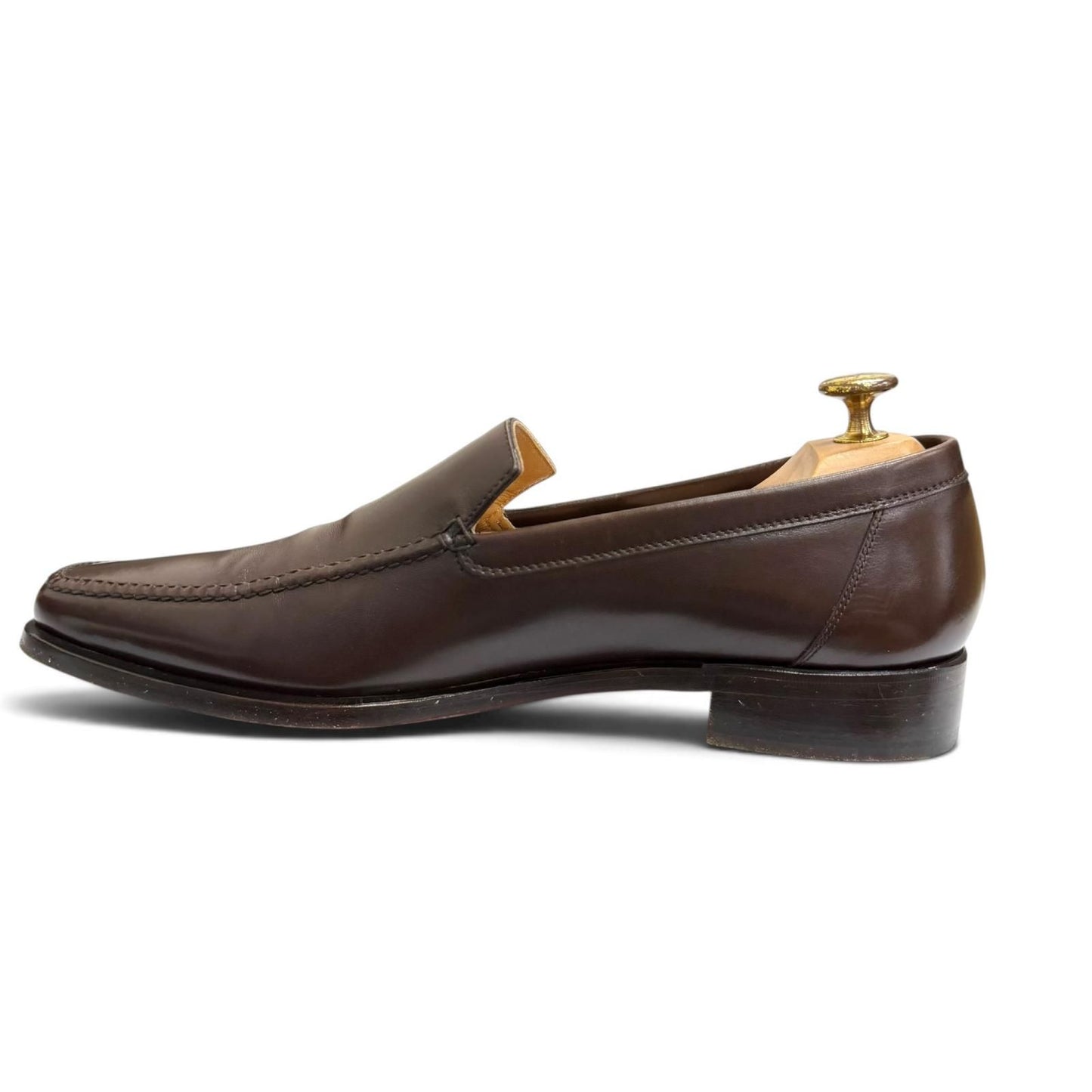Hermes Leather Knob Mocha Stitch Flat Shoes Moccasin Loafers Brown — view 6