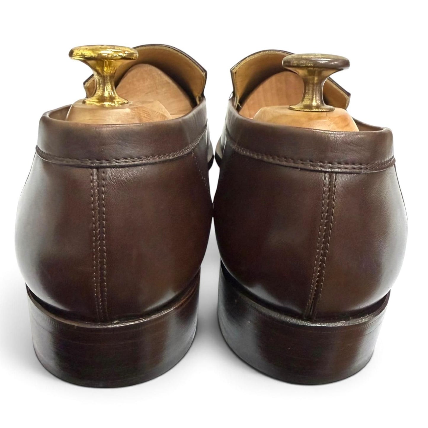 Hermes Leather Knob Mocha Stitch Flat Shoes Moccasin Loafers Brown — view 4