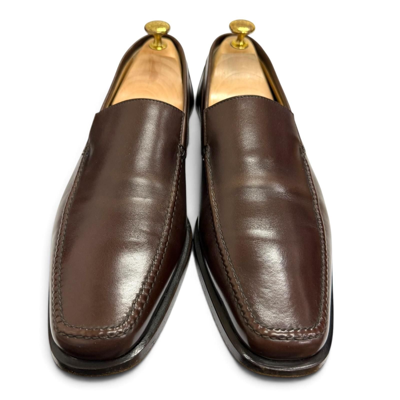 Hermes Leather Knob Mocha Stitch Flat Shoes Moccasin Loafers Brown — view 3