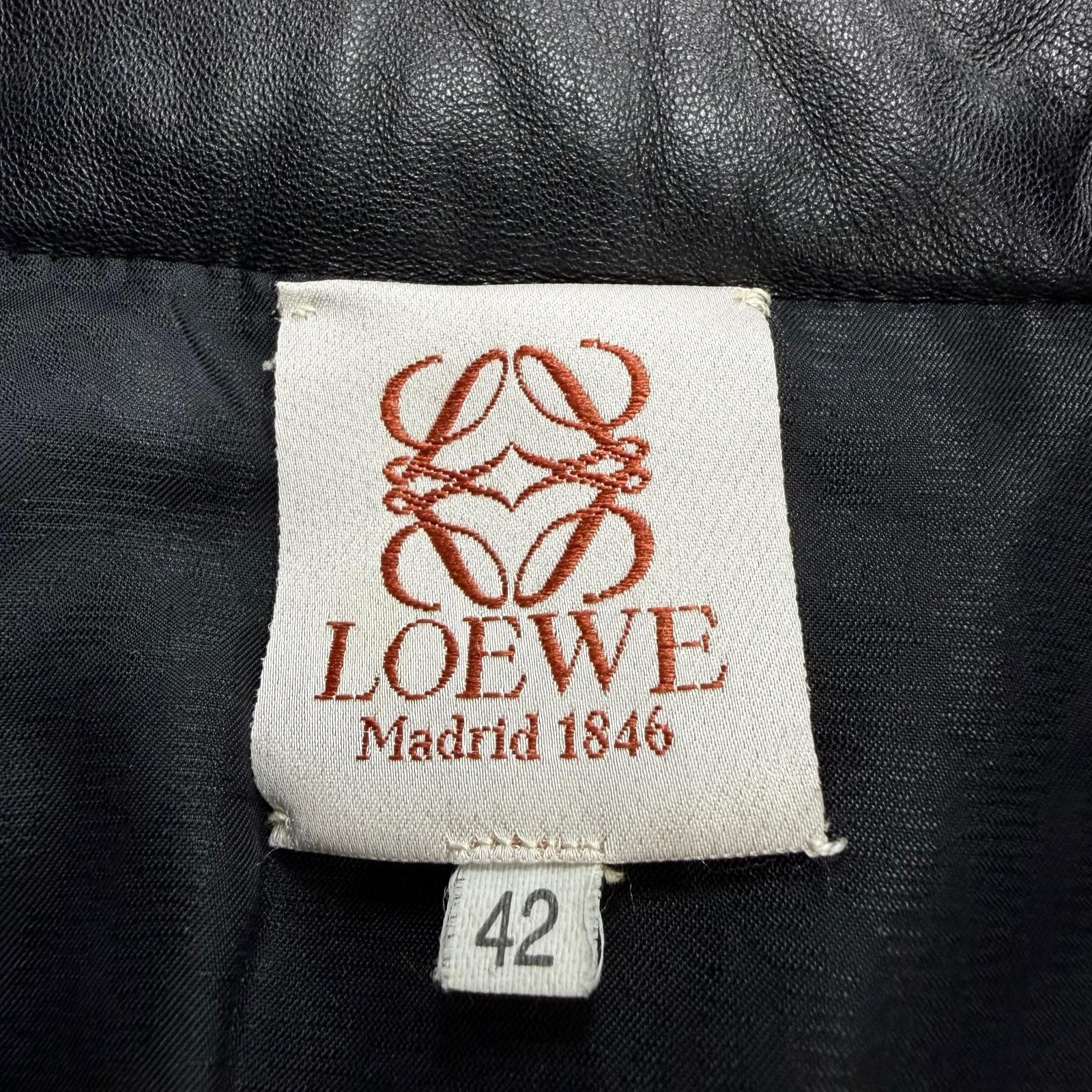 Loewe Long Length Zip UP All Over Print Design Quilted Leather Coat Black 42 — view 8