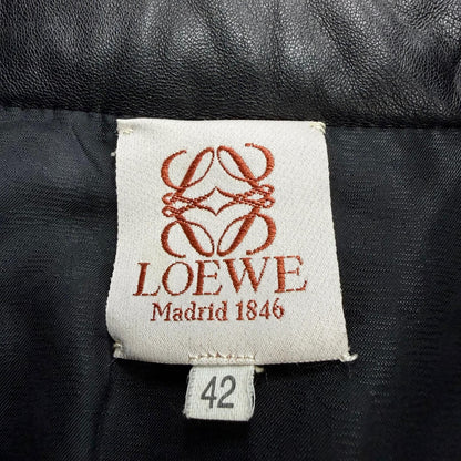 Loewe Long Length Zip UP All Over Print Design Quilted Leather Coat Black 42 — view 8