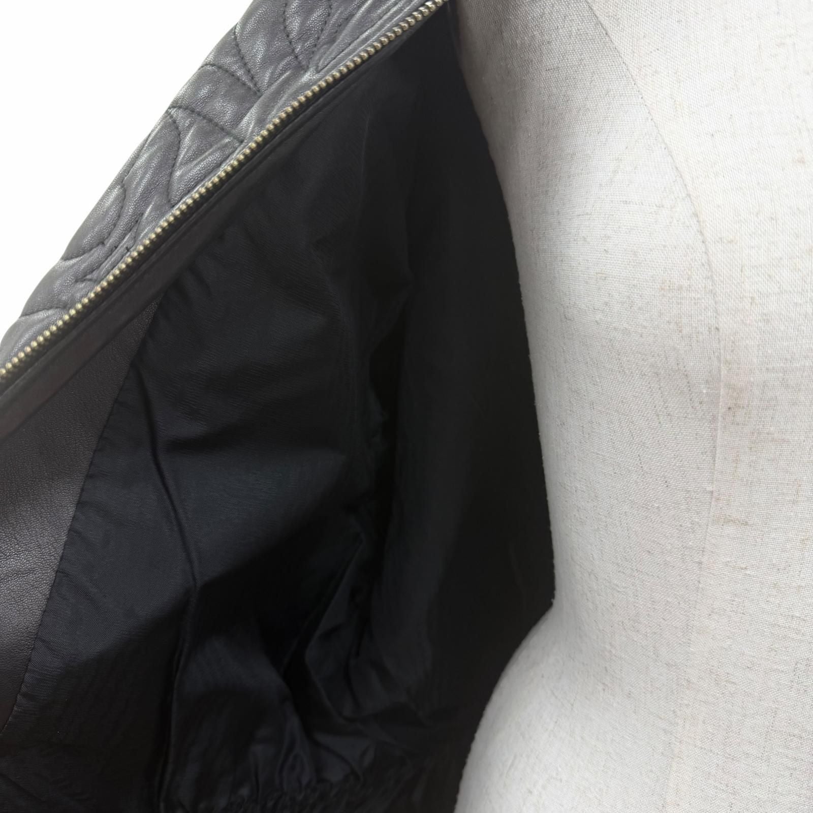 Loewe Long Length Zip UP All Over Print Design Quilted Leather Coat Black 42 — view 5