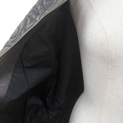 Loewe Long Length Zip UP All Over Print Design Quilted Leather Coat Black 42 — view 5