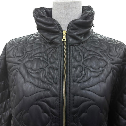 Loewe Long Length Zip UP All Over Print Design Quilted Leather Coat Black 42 — view 2