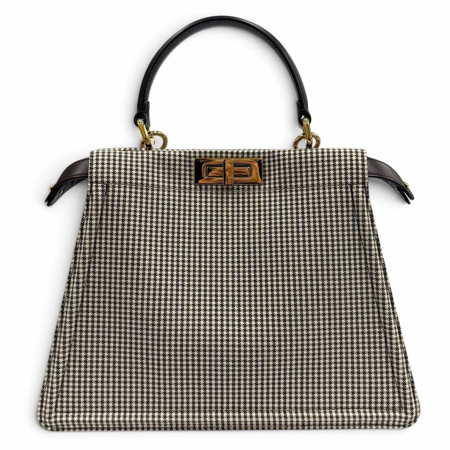 Fendi Peekaboo ISeeU Medium Canvas Houndstooth Lining Zucca Pattern Leather — view 4