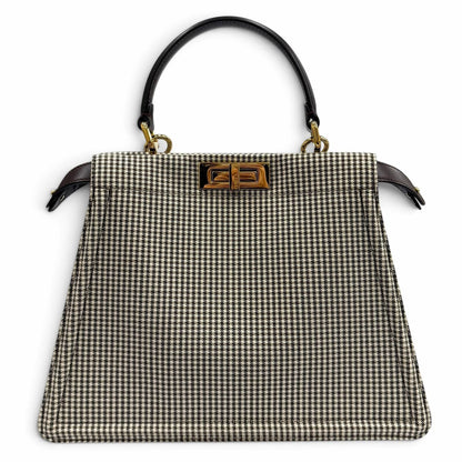 Fendi Peekaboo ISeeU Medium Canvas Houndstooth Lining Zucca Pattern Leather — view 4