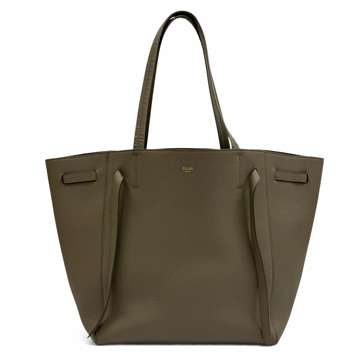Celine Cabas Phantom Small Taupe Logo Leather Tote Bag