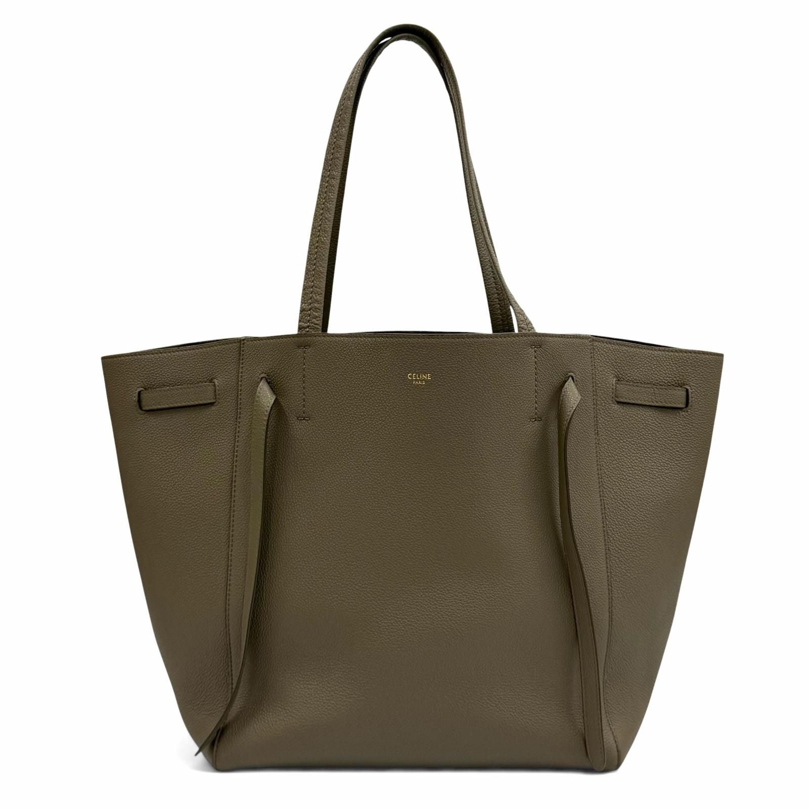 Celine Cabas Phantom Small Taupe Logo Leather Tote Bag