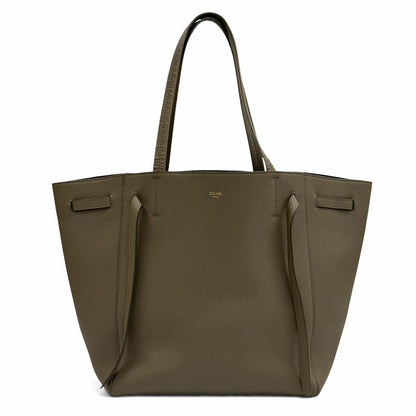 Celine Cabas Phantom Small Taupe Logo Leather Tote Bag