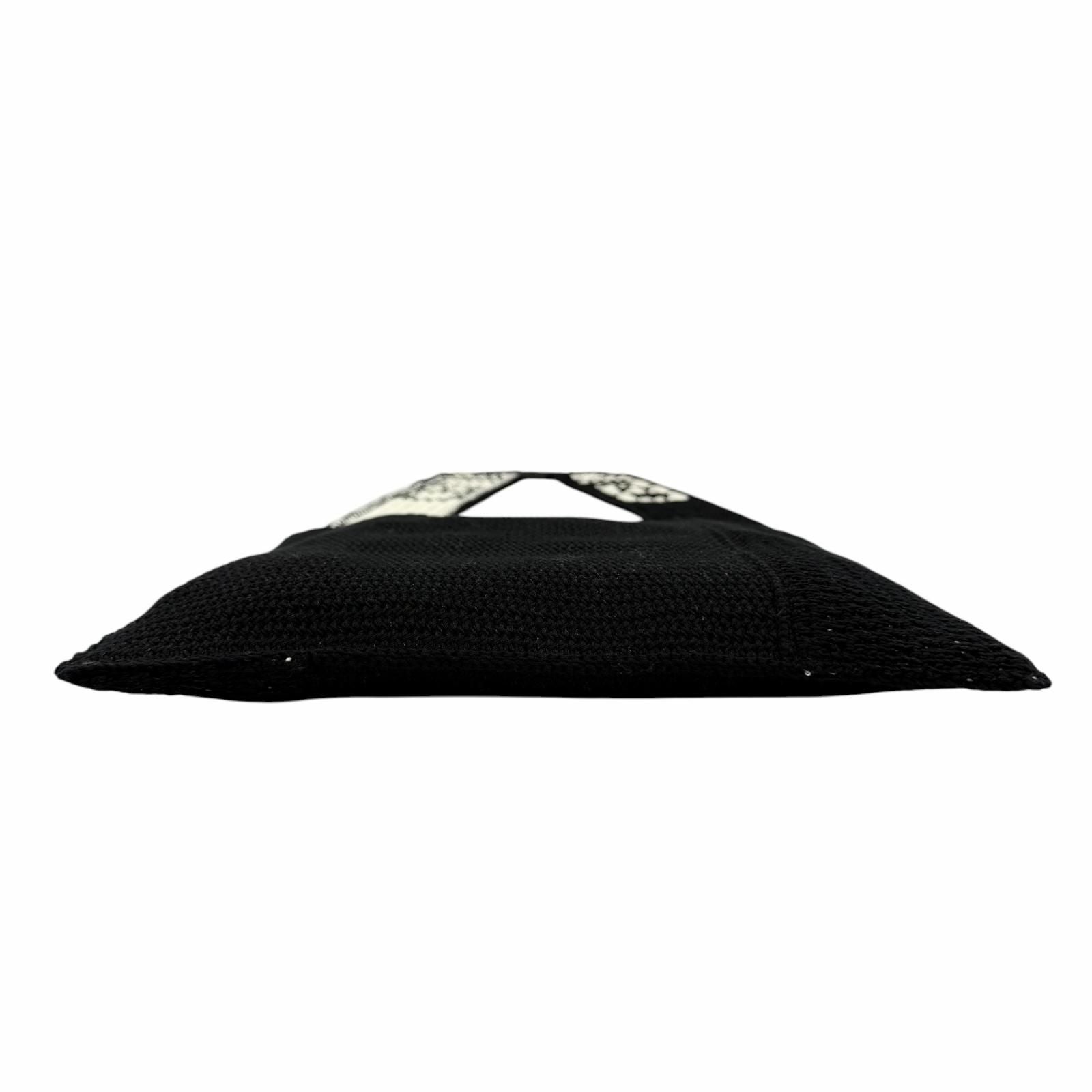 Celine Clochette Logo Strap Knit Shoulder Bag Black White — view 5