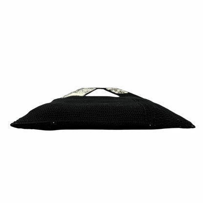 Celine Clochette Logo Strap Knit Shoulder Bag Black White — view 5