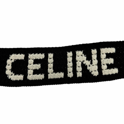 Celine Clochette Logo Strap Knit Shoulder Bag Black White — view 8