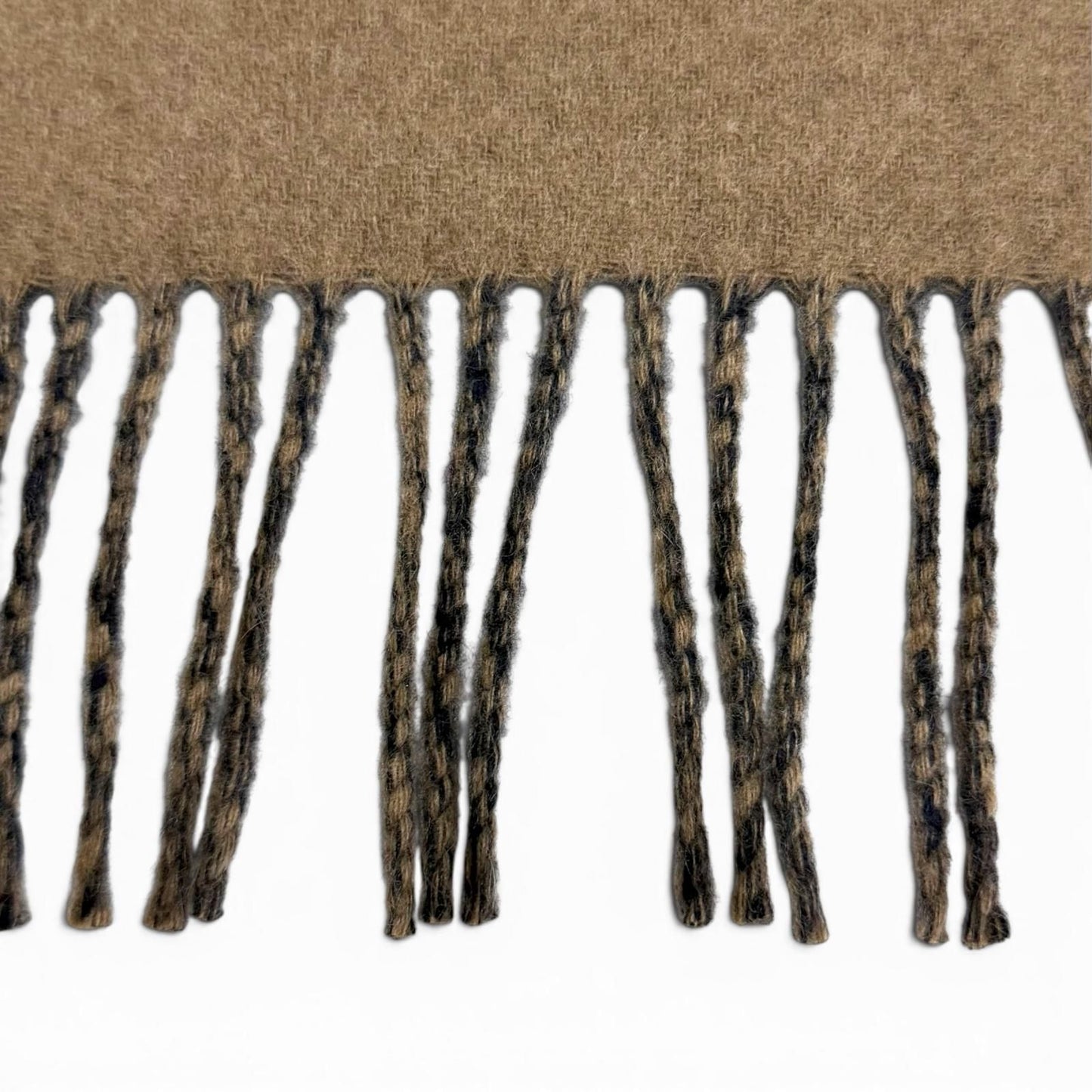 Hermes Sangles en Zigzag Cashmere 100% Etoupe Marine Fringe Scarf Brown Navy — view 6