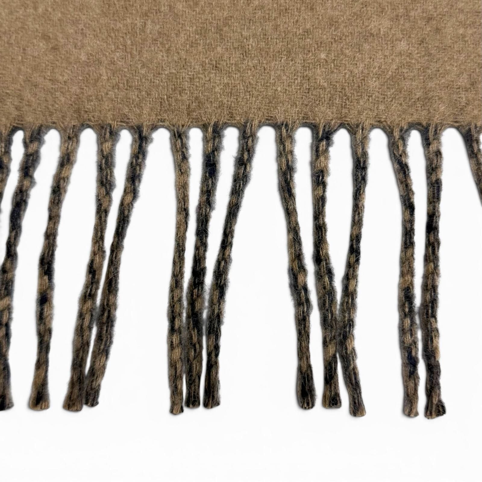 Hermes Sangles en Zigzag Cashmere 100% Etoupe Marine Fringe Scarf Brown Navy — view 6