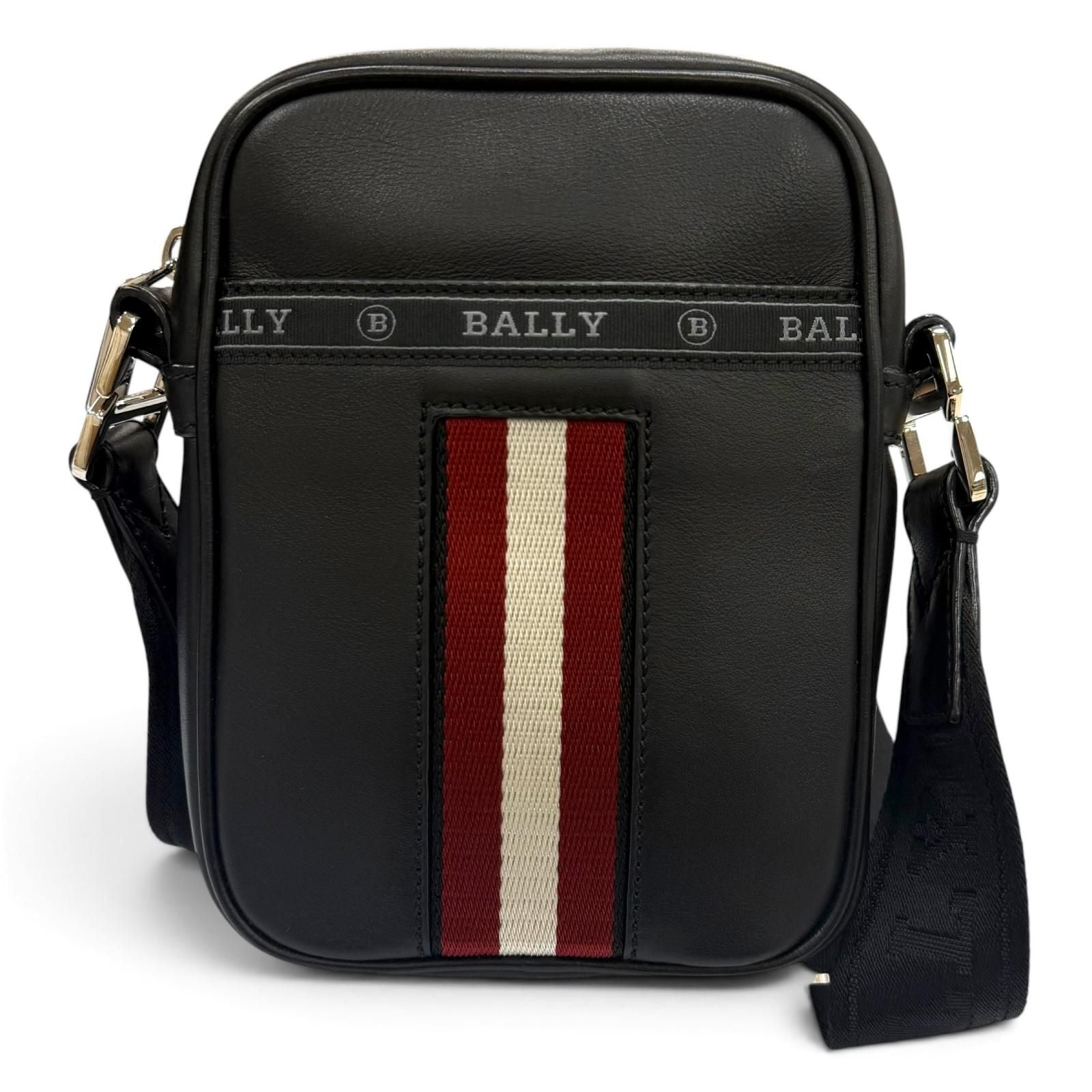 Bvlgari Bally Heyot Leather 2-Way Cross Belt Bag Black Silver