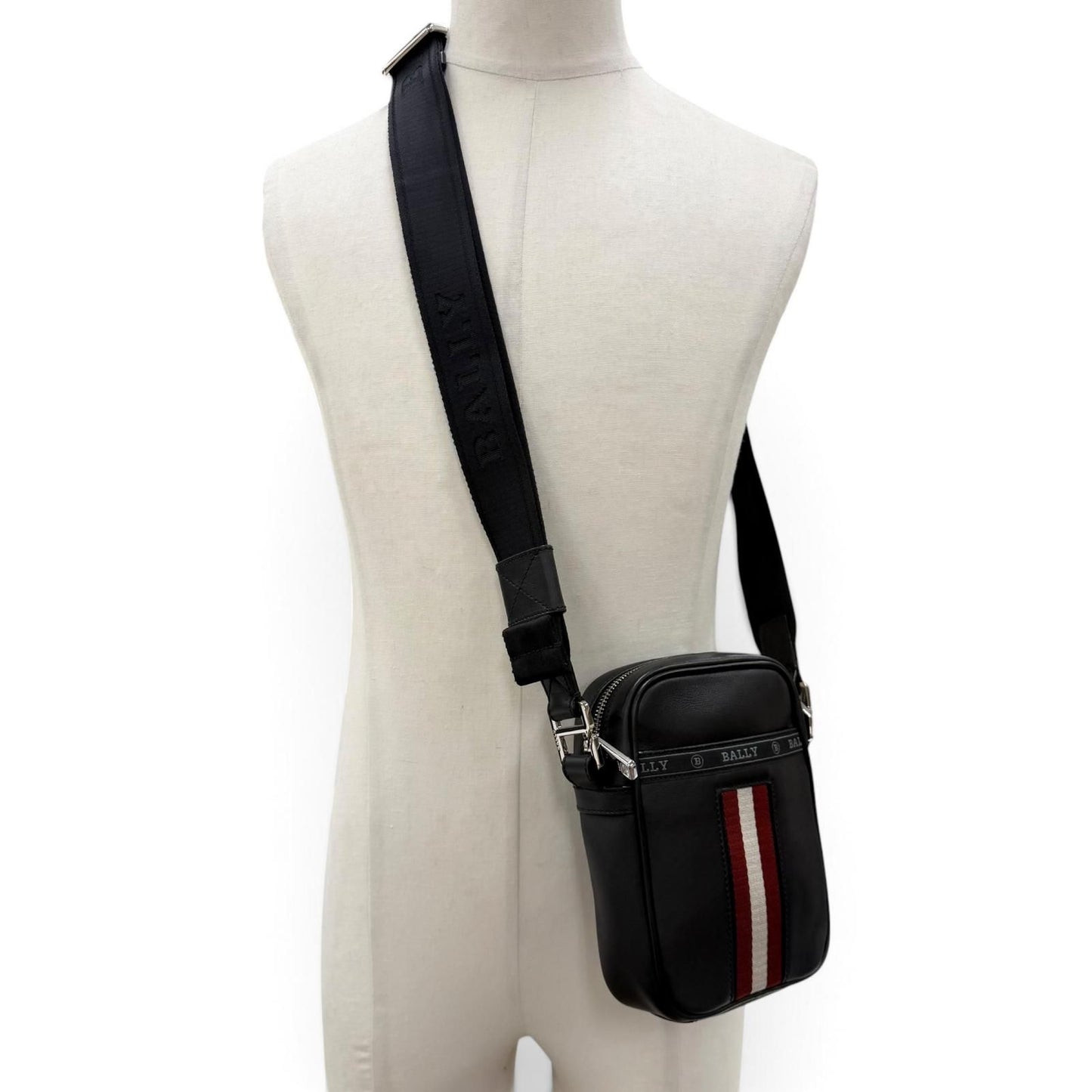 Bvlgari Bally Heyot Leather 2-Way Cross Belt Bag Black Silver — view 3