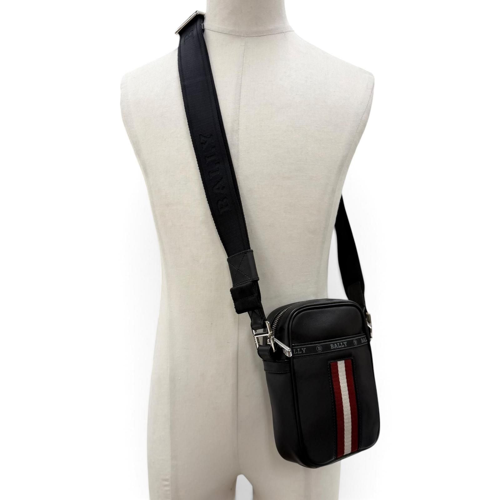 Bvlgari Bally Heyot Leather 2-Way Cross Belt Bag Black Silver — view 3