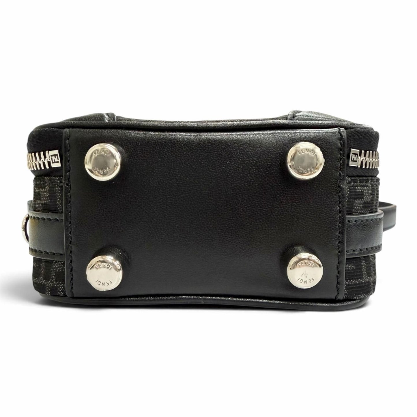 Fendi Micro FF Jacquard Leather Travel Mini Shoulder Bag Black — view 7